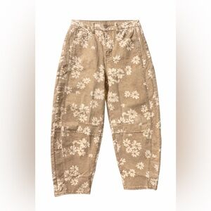Barrel Floral Print Beige Pants
